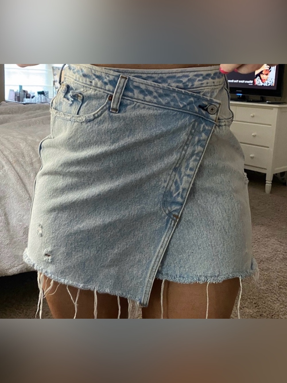 Abercrombie & Fitch Light Blue Denim Wrap Mini Skirt